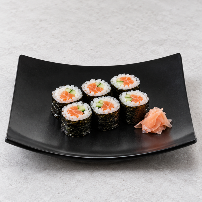 12-3/8" Melamine Square Flare Plate, Black. Alternative serving suggestion.
