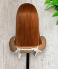 4x4 Beginner Friendly Ginger Straight Bob Transparent Lace Human Hair Wig180% Density