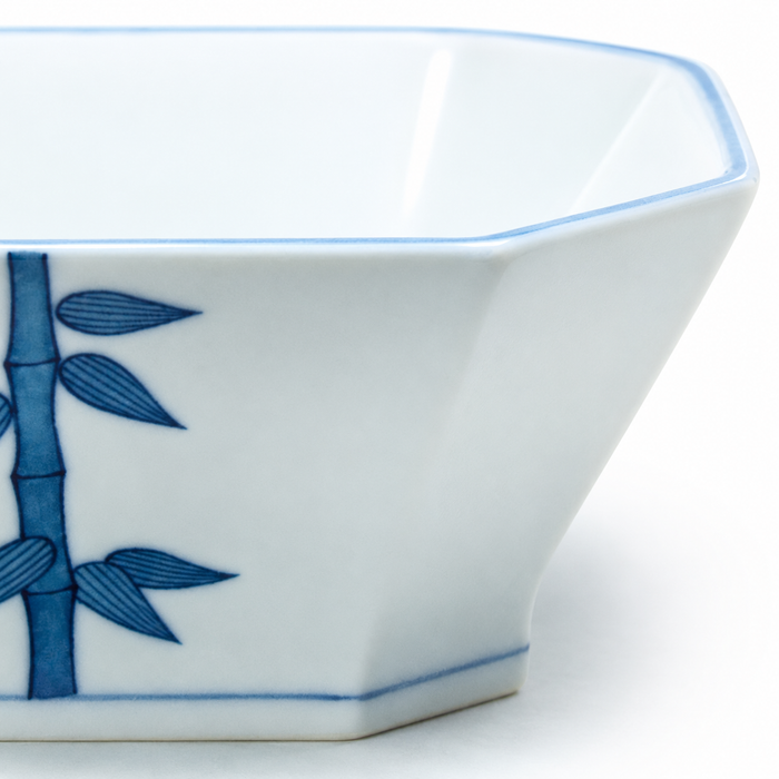 6" Square Bowl, Blue Ceramic, Detail view
