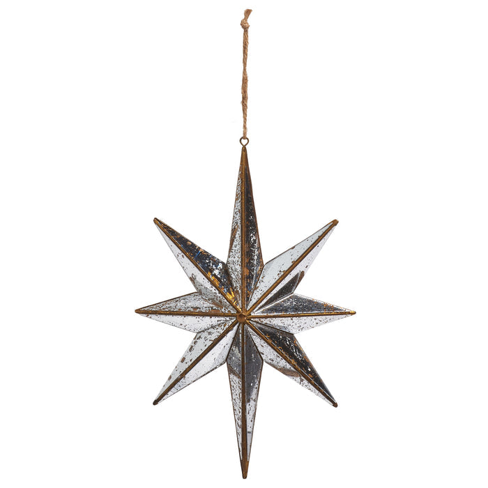 9.75" Distressed Mirrored Star Ornament