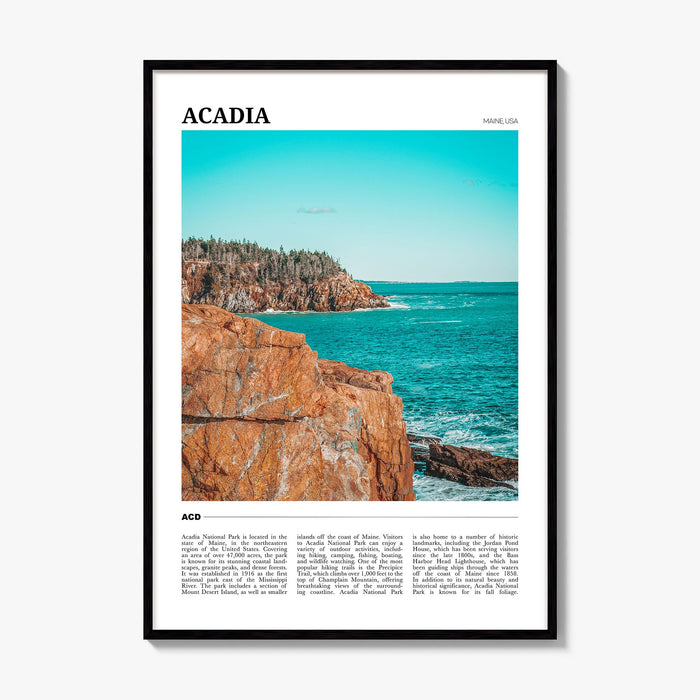 Acadia National Park Travel Poster, framed poster mockup