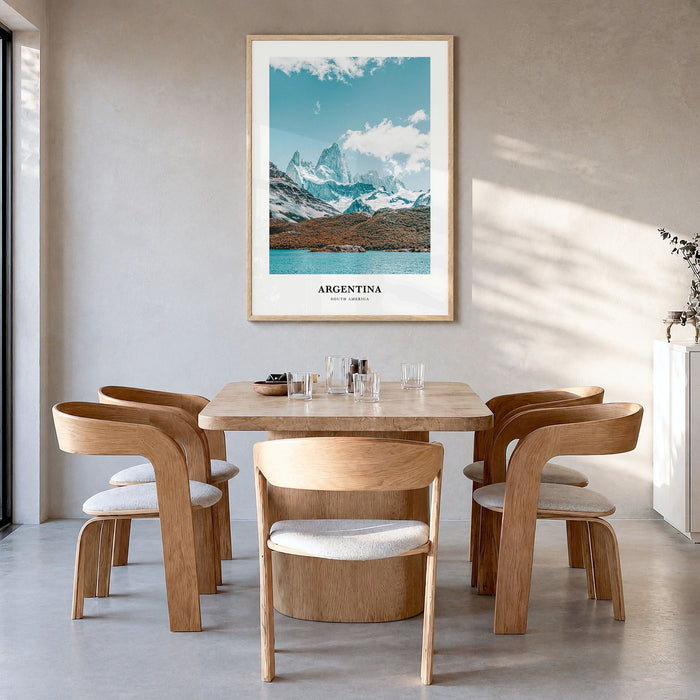 Argentina Classic Poster in a natural wood frame, hanging in a dining room