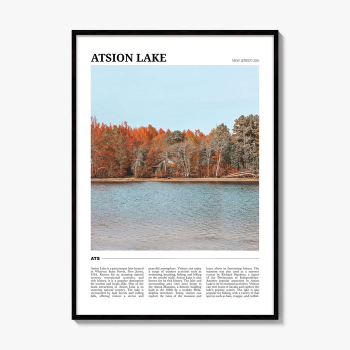 Atsion Lake Travel Poster, framed poster mockup