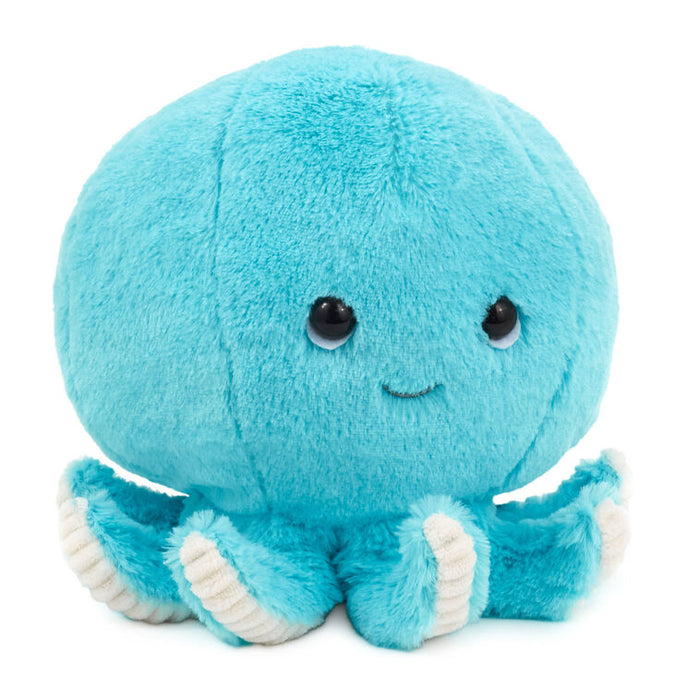 Soft blue octopus plush toy with a smiling face and curled tentacles, perfect for babies, toddlers, and ocean-loving kids.