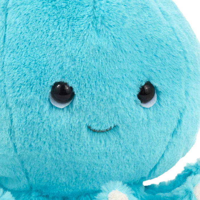 Soft blue octopus plush toy with a smiling face and curled tentacles, perfect for babies, toddlers, and ocean-loving kids.