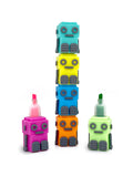 Set of five bright stackable robot markers in assorted colors by Snifty.