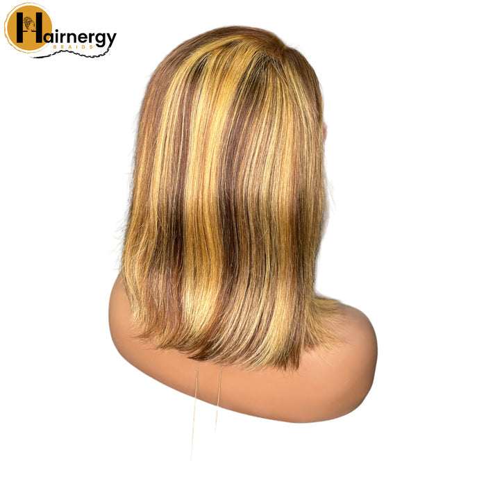 Color 27/30 Balayage Straight Bob Wig Free Parting 13x4 Lace Frontal Wig