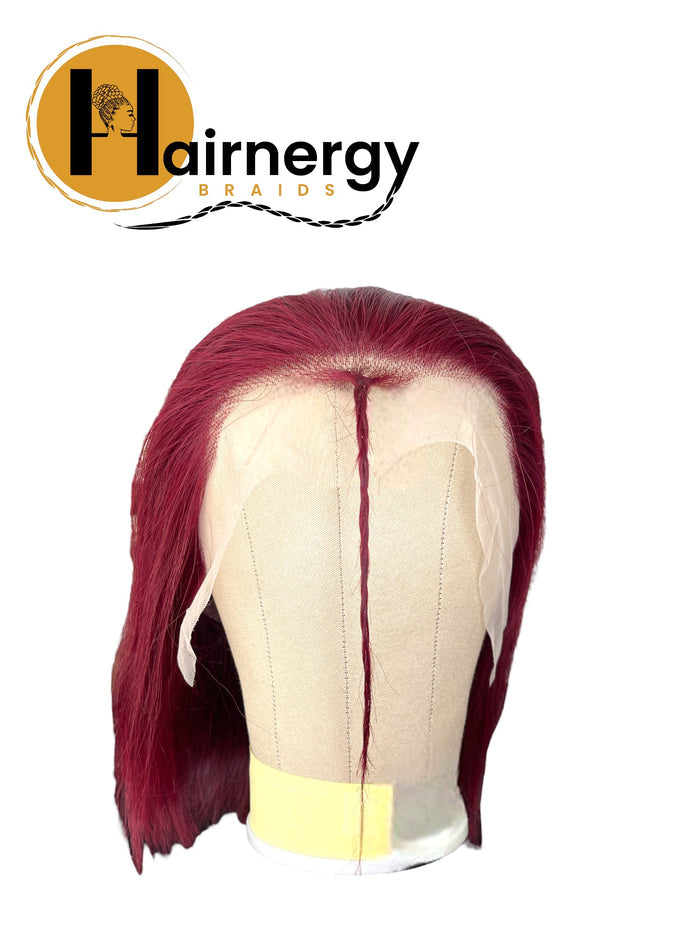 Color 99J Straight Bob Wig Free Parting 13x4 Lace Frontal Wig