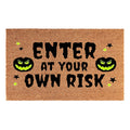 Doormat 60cm x 40cm - 'Enter At Your Own Risk' - Absorbent Coir Mat for Indoor/Outdoor