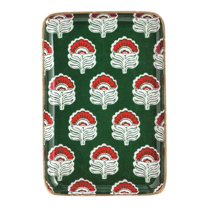 GREEN BLOCK METAL TIDBIT PLATE