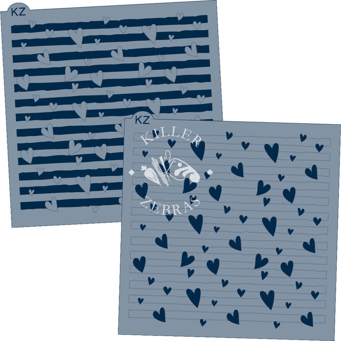 5.5 x 5.5 Stencil Hearts and Stripes – Layered Cookie Stencil