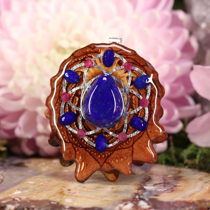 Lapis Lazuli with Silver Seed of Life Multi-Stone