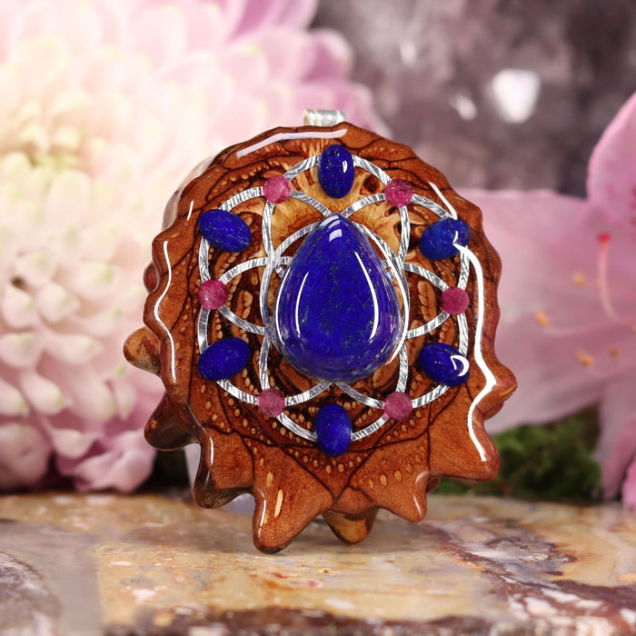 Lapis Lazuli with Silver Seed of Life Multi-Stone