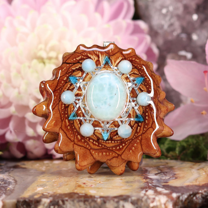 Larimar with Silver 64 Star Tetrahedron Multi-Stone