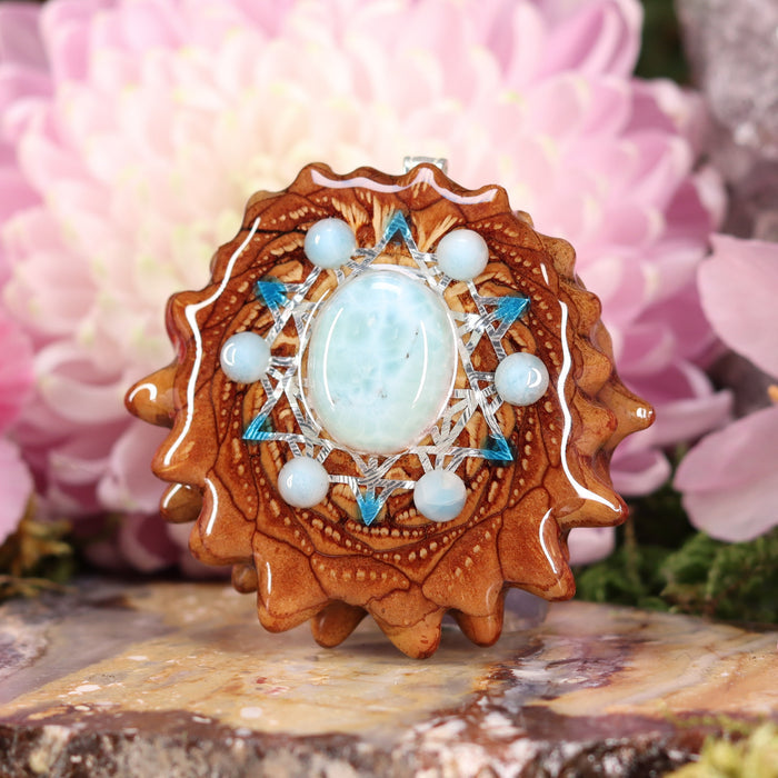 Larimar with Silver 64 Star Tetrahedron Multi-Stone