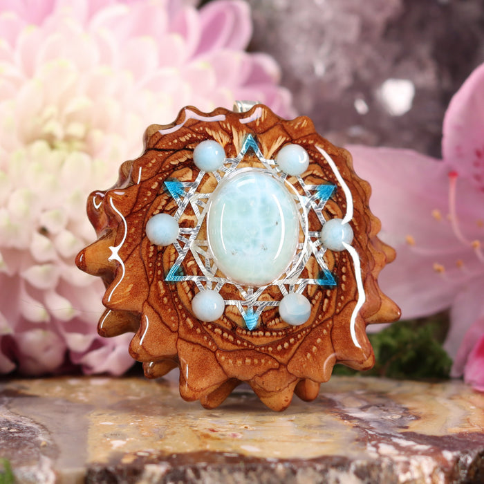 Larimar with Silver 64 Star Tetrahedron Multi-Stone
