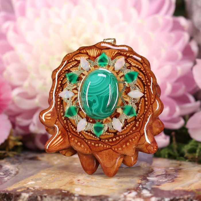 Malachite with Gold Heart (4th) Chakra Multi-Stone