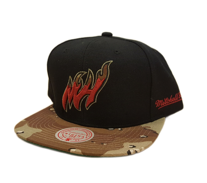 Mitchell & Ness NBA Men's Miami Heat Choco Camo HWC Snapback Adjustable Hat Black