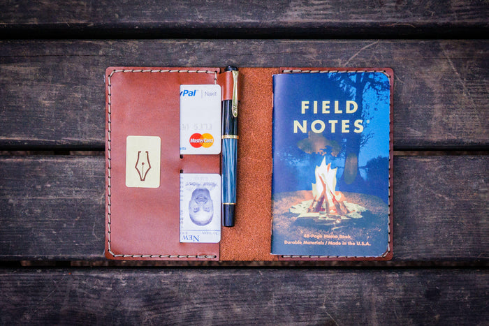 No.33 Personalized Leather Field Notes Cover - Chocolate Brown