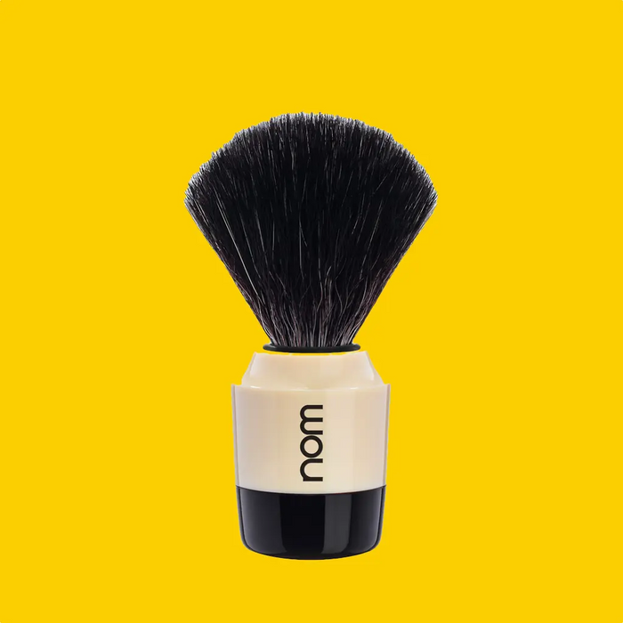 NOM Shaving Brush, Black Fibre, Plastic Black/Creme - BUYBARBER.COM