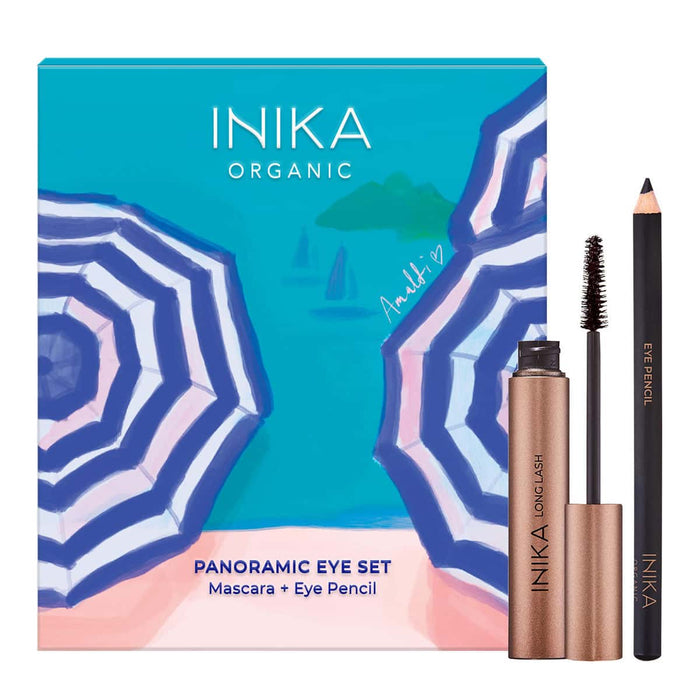 INIKA Organic Panoramic Eye Set with mascara and eye pencil.