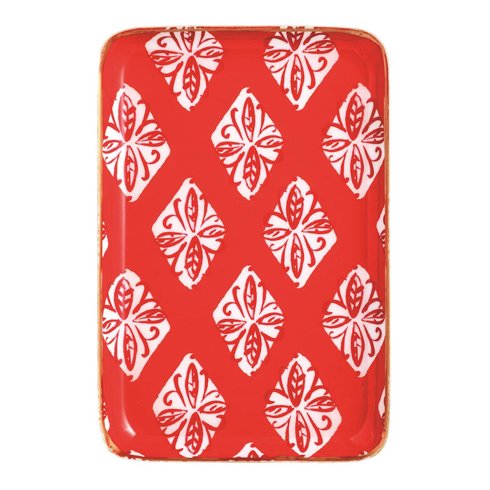 RED BLOCK METAL TIDBIT PLATE