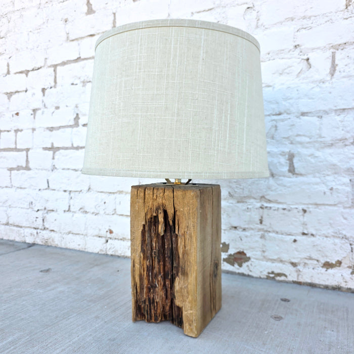 Rustic Wood Beam Lamp