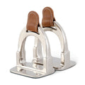 SET OF 2 SILVER STIRRUP/LEATHER BOOKENDS