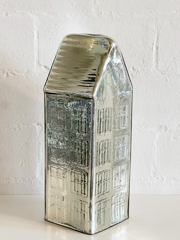 Silver Mercury Glass Village House