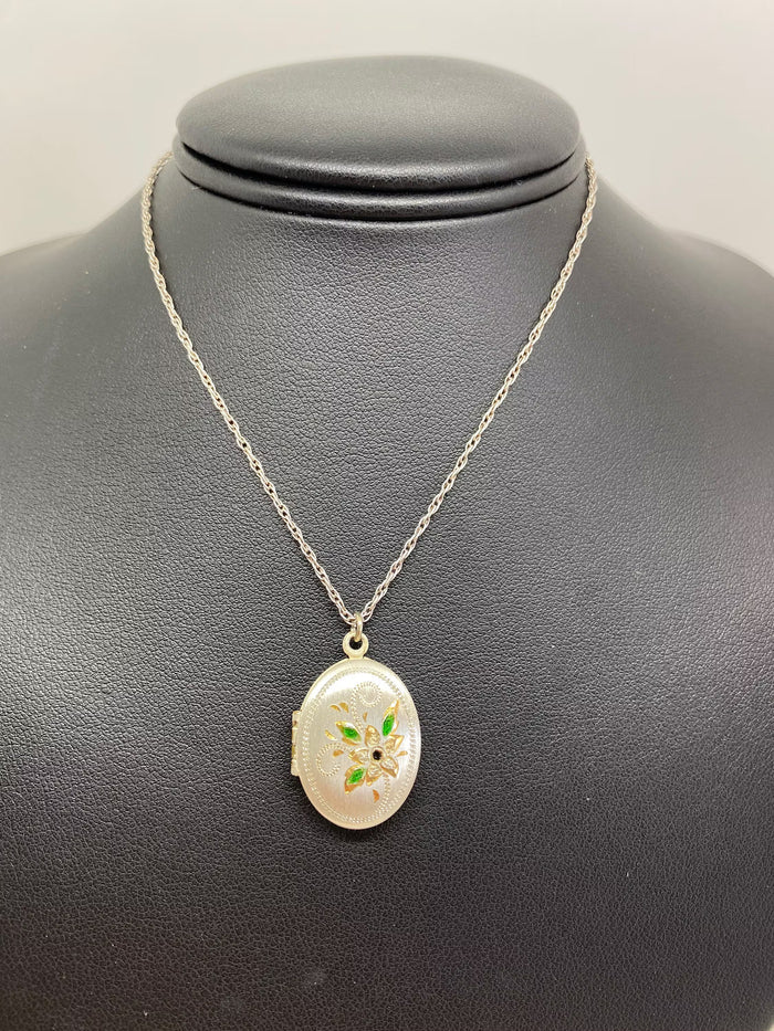 Sterling Silver Necklace with Silver Plated and Gold Filled Locket