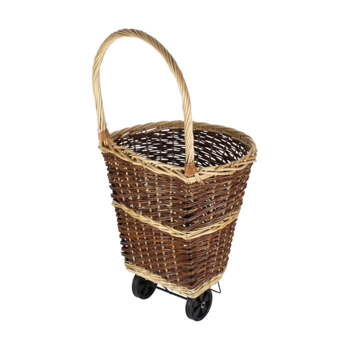 Wheeled Wicker Shopping Basket