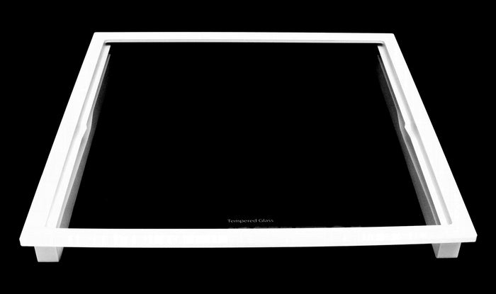 Whirlpool Refrigerator Glass Shelf Deli Drawer Cover with Slide Rail Glides for drawer access salvaged white disassembled part
